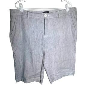 NYDJ Bermuda shorts linen lift tuck tec white/black stripe  Summer Wear Sz 16